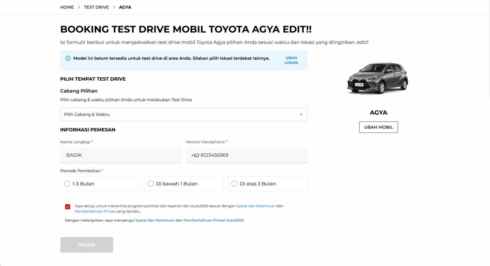 Optimized Test Drive Lead Generation